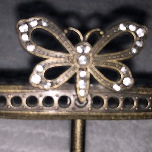 Earring holder butterfly stand with gemstones - holds 9 pairs